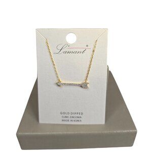 Lamant Gold Dipped Cubic Zirconia Arrow Necklace NWT